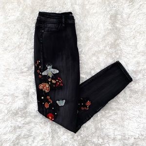BEBE Embroidered Black Jeans